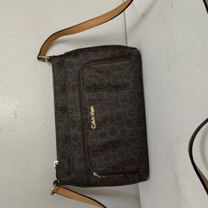 Calvin Klein Brown Monogram Crossbody Bag